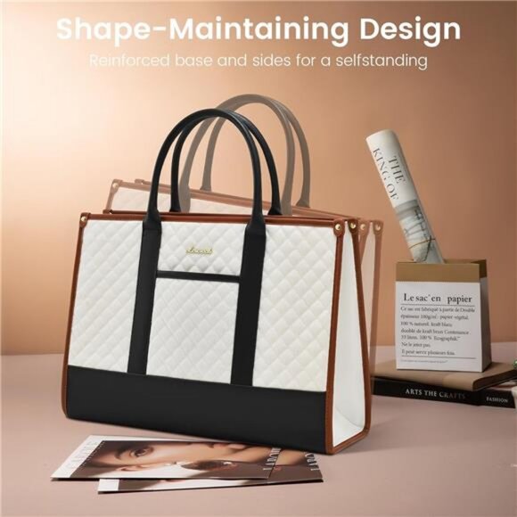 Laptop Bags for Women, 15.6 inch Waterproof Work Tote Bag with Clutch, - Picture 4 of 7